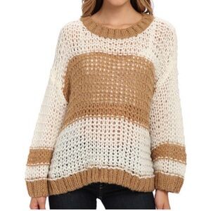 Free People Chunky Knit Striped Sweater
